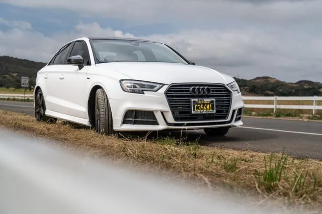 Audi A3 Gloss White PPF Front Straight Low Angle Countryside