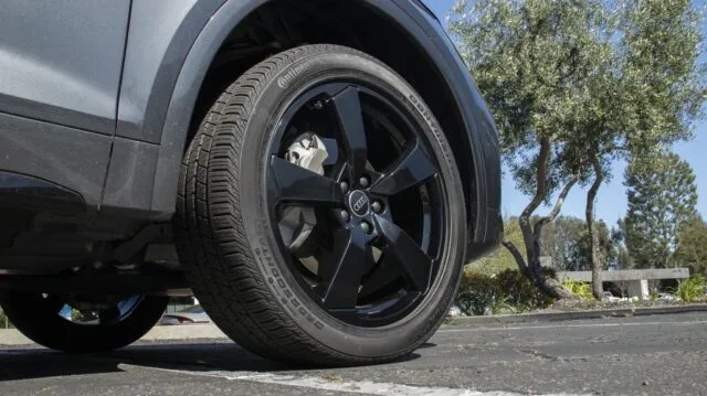 Audi Q5 Matte Grey Vinyl Wrap Audi Black Wheel Continental Tire Detail, by Wrap Labs, Westlake Village