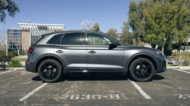 Audi Q5 Matte Grey Vinyl Wrap Black Wheels Side Profile Parking Lot, by Wrap Labs, Westlake Village