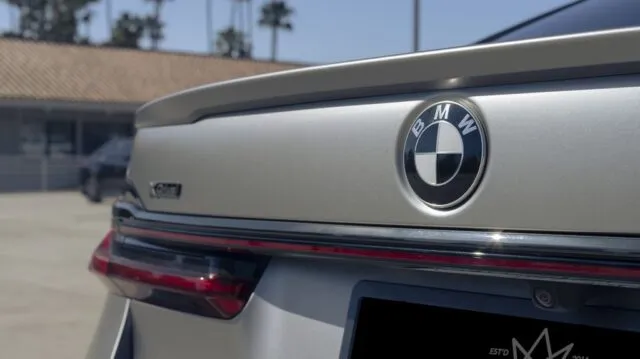 BMW 7 Series Matte Gray PPF Rear Trunk Badge Detail