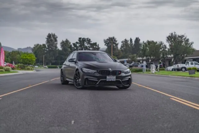 BMW M3 Matte Black Vinyl Wrap Front, by Wrap Labs, Westlake Village