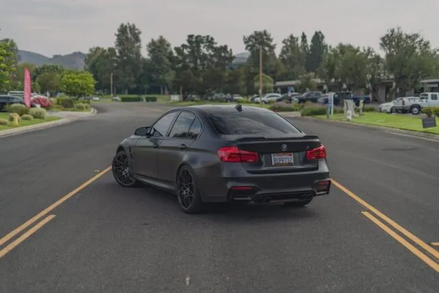 BMW M3 Matte Black Vinyl Wrap Rear, by Wrap Labs, Westlake Village