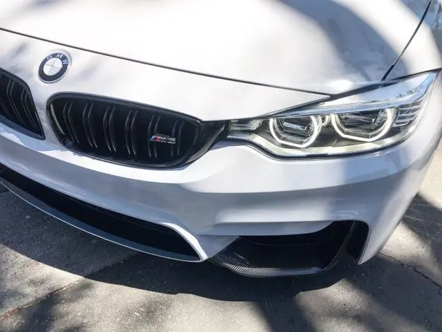 BMW M3 Silver PPF M3 Badge Grille Headlight Carbon Splitter Detail