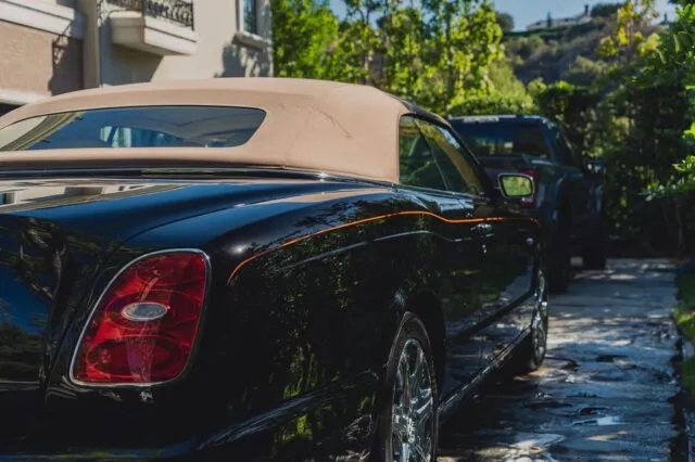 Bentley Azure Black Convertible Rear Quarter Driveway