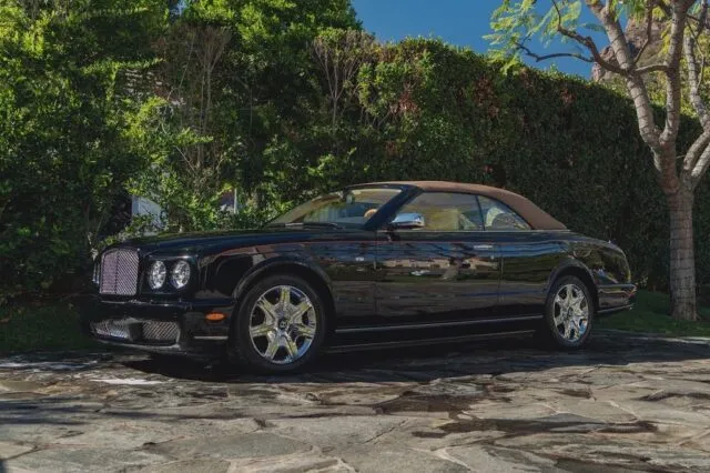 Bentley Azure Black Convertible Tan Top Side Profile Driveway