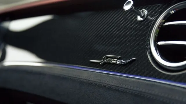 Bentley Continental GTC Speed Interior Carbon Fiber Speed Badge Detail