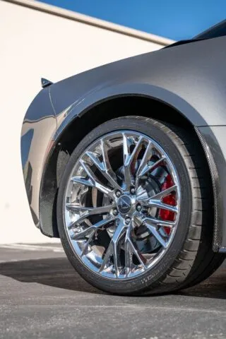 Corvette Z06 Grey PPF Front Wheel Chrome Red Brake Detail