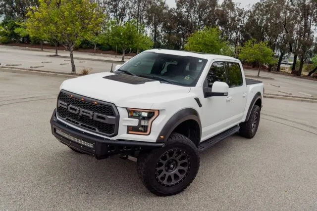 Ford F150 Raptor White PPF Lift Kit Front 3Quarter B