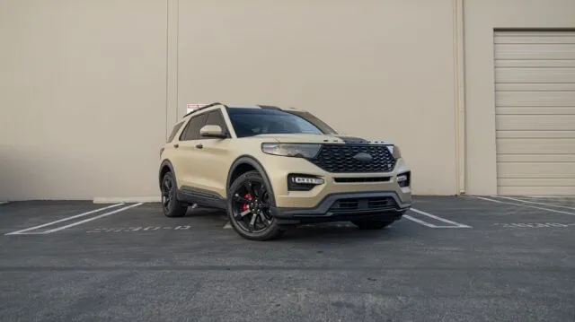 Ford Explorer ST Satin Desert Tan Color Change Front 3 4 Warehouse, by Wrap Labs, Westlake Village