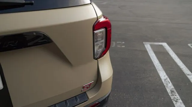 Ford Explorer ST Satin Desert Tan Rear Taillight And ST Badge Detail, by Wrap Labs, Westlake Village