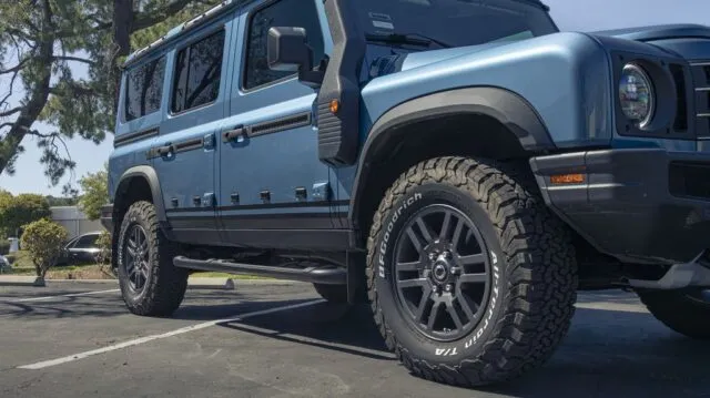 INEOS Grenadier Steel Blue PPF Front Wheel BFGoodrich All Terrain Fender Flare Detail, by Wrap Labs, Westlake Village