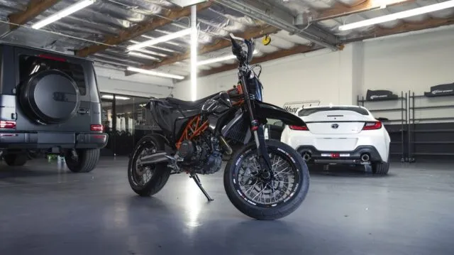 KTM 690 SMC R Black Orange PPF Vinyl Wrap WrapLabs Shop Front, by Wrap Labs, Westlake Village