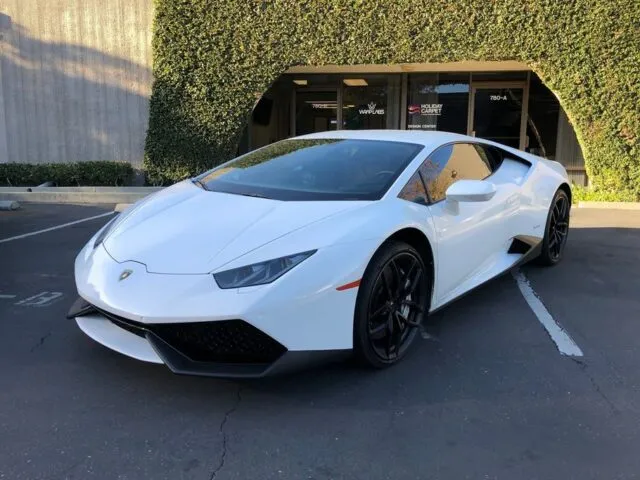 Lamborghini Huracan White PPF Front Three Quarter WrapLabs Shop