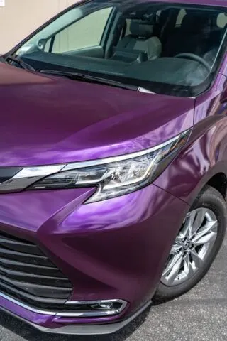 Toyota Sienna Purple Color Paint Protection Film Front Headlight Detail