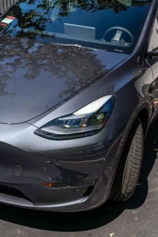 Tesla Model Y Grey Front Headlight Detail