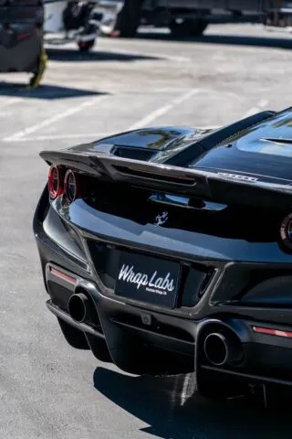 Ferrari F8 Tributo Gloss Black Rear Deck Spoiler Detail