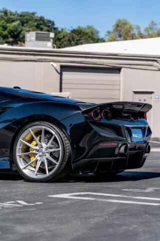 Ferrari F8 Tributo Gloss Black Rear 3 4 Wheel Detail