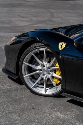 Ferrari F8 Tributo Gloss Black Front Wheel Shield Badge Detail