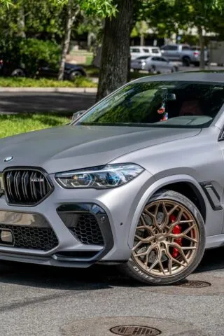 BMW X6 M Competition Satin Grey Front Fender And Bronze Wheel Detail
