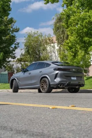 BMW X6 M Competition Satin Grey Rear 3 4 Street
