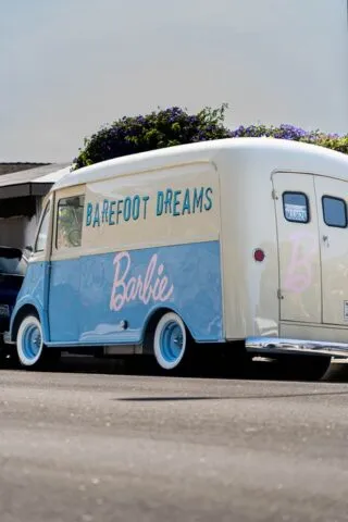 Vintage Step Van Barefoot Dreams Barbie Commercial Wrap Rear 3 4, by Wrap Labs, Westlake Village