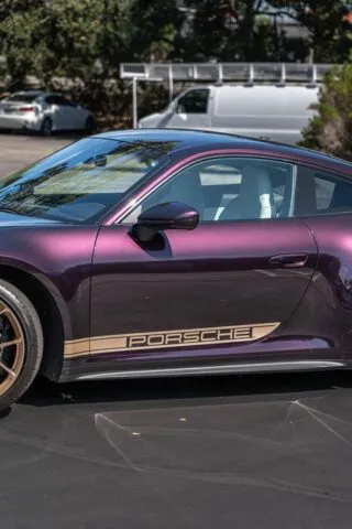 Porsche 911 GT3 Touring Purple Color Shift Color Paint Protection Film Side Profile Gold Porsche Script