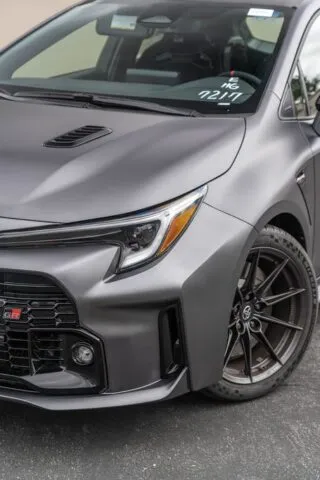 Toyota GR Corolla Satin Grey Front Corner Detail