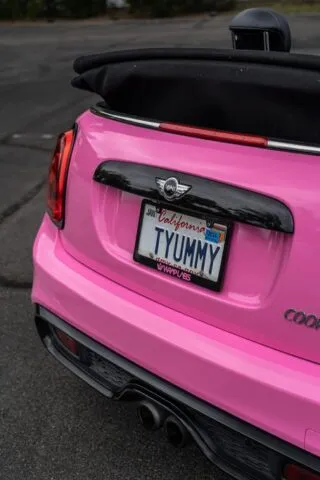 MINI Cooper Convertible Pink Color Paint Protection Film Rear License Plate TYUMMY Detail