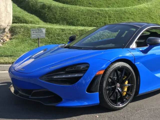 McLaren 720S Blue PPF Front Quarter Yellow Brake Caliper Detail Sculpted Lawn, by Wrap Labs, Westlake Village
