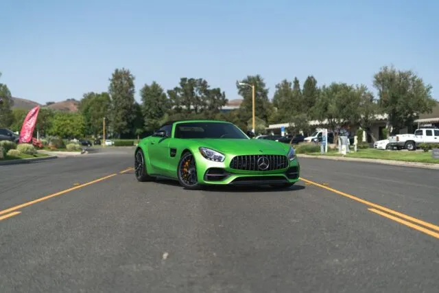 Mercedes AMG GT R Roadster Green Hell Magno PPF Front Head On Street