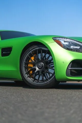 Mercedes AMG GT R Roadster Green Hell Magno PPF Front Wheel Yellow Brake Caliper Detail, by Wrap Labs, Westlake Village