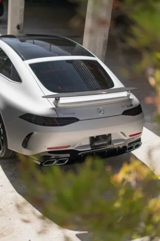 Mercedes AMG GT63S Matte Silver PPF Rear Top Down