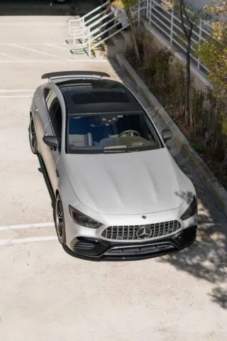 Mercedes AMG GT63S Matte Silver PPF Top Down Front