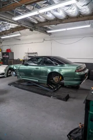 Nissan S14 Green Vinyl Wrap Shop Rear