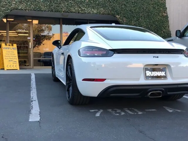Porsche 718 Cayman White PPF Rear WrapLabs Shop