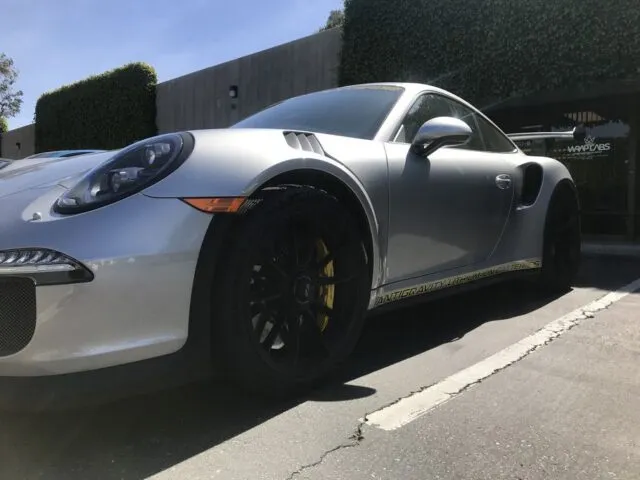 Porsche 911 GT3 RS Silver Grey Antigravity Sponsor Stripes PPF Side Profile