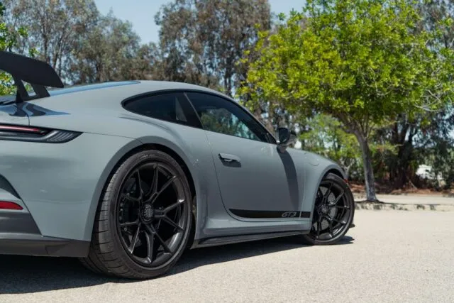 Porsche 911 GT3 Slate Grey PPF Rear Quarter GT3 Badge Detail