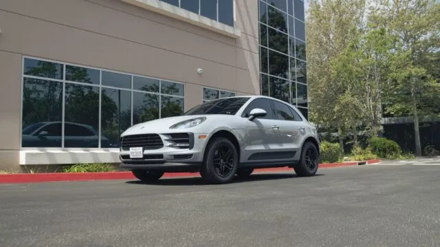 Porsche Macan Silver Paint Protection Film Front Quarter Building