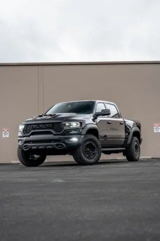 Ram TRX Black Vinyl Wrap Front Low Angle