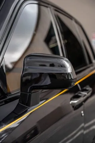 Rolls Royce Cullinan Black Badge Graphite Yellow Accent PPF Mirror Detail