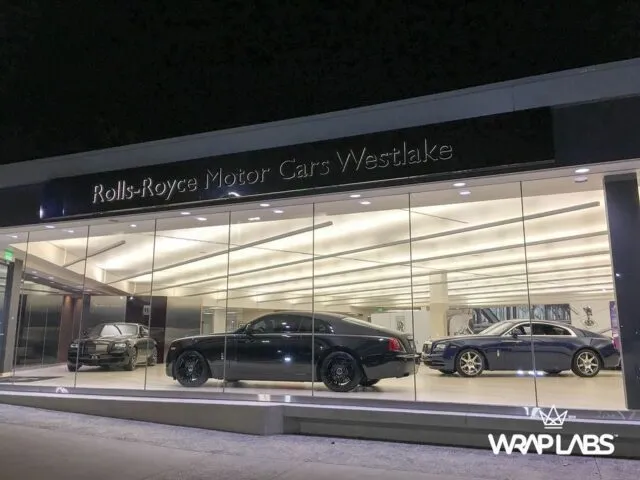 Rolls Royce Motor Cars Westlake Dealership Night Exterior Showroom Window