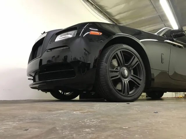 Rolls Royce Wraith Black Paint Protection Film Front Low Angle Shop