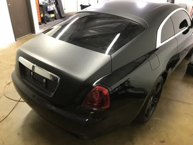 Rolls Royce Wraith Matte Black Vinyl Wrap Two Tone Rear Shop