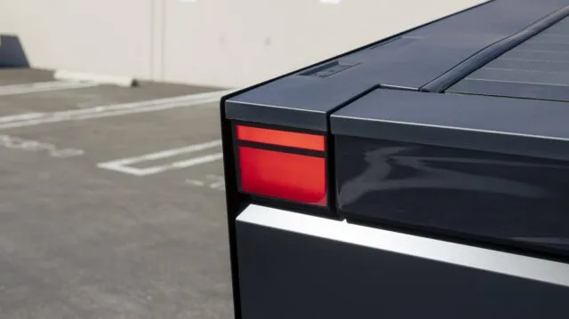 Tesla Cybertruck Matte Black Vinyl Wrap Rear Taillight Closeup