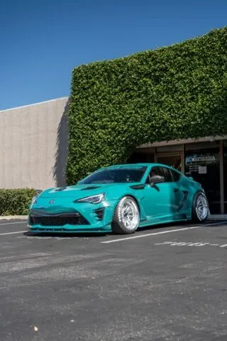 Toyota 86 Teal Chrome Vinyl Wrap Hood Headlight Detail
