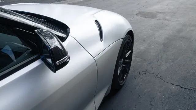 Toyota GR Supra Silver Paint Protection Film Fender Vent Side Mirror Detail