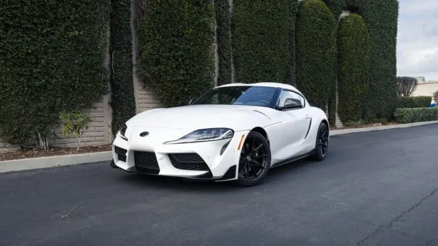 Toyota GR Supra White Paint Protection Film Front Three Quarter
