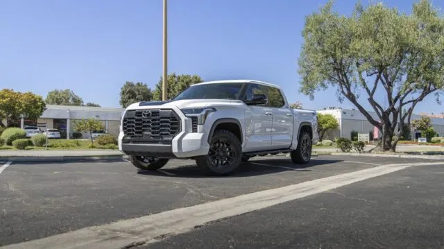 Toyota Tundra TRD Pro Silver PPF Black Hood Stripe Front 3Quarter Street