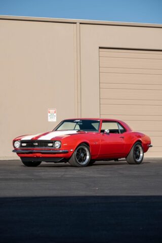 1968 Chevy Camaro SS Red White Vinyl Wrap Front Three Quarter A, by Wrap Labs, Westlake Village