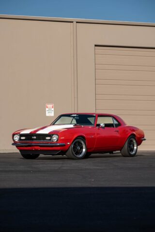 1968 Chevy Camaro SS Red White Vinyl Wrap Front Three Quarter B, by Wrap Labs, Westlake Village